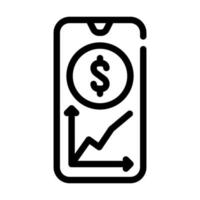 financial market monitoring mobile app line icon vector illustration