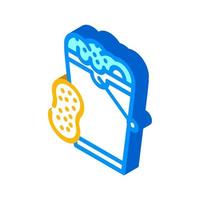 foamy water and sponge for car polishing isometric icon vector illustration
