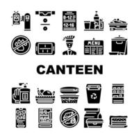 School Canteen Menu Collection Icons Set Vector