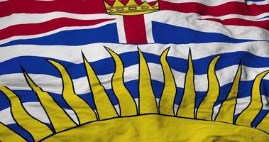 Full frame close-up on a waving flag of British Columbia in 3D rendering video