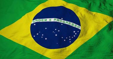 full frame close-up op een wapperende vlag van brazilië in 3D-rendering video