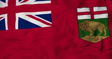 full frame close-up op een wapperende vlag van manitoba in 3D-rendering video