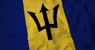 full frame close-up op een wapperende vlag van barbados in 3D-rendering. video