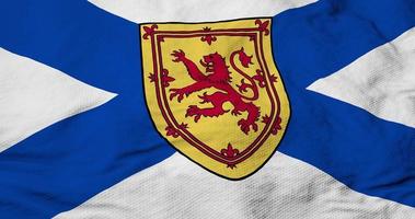 Full frame close-up on a waving flag of Nova Scotia in 3D rendering video