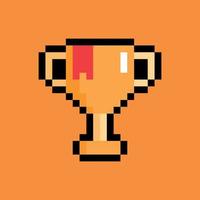 arte de pixel. trofeo ganador aislado vector