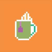 arte de píxeles de 8 bits. taza de té vector