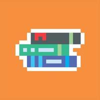 Pixel art 8bit. book pile vector