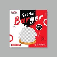 plantilla de publicación de redes sociales de hamburguesa de comida súper deliciosa vector