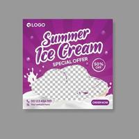 Ice cream social media post and web banner template vector