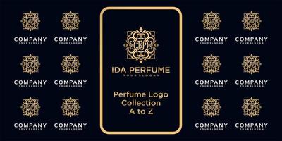 luxury perfume logo collection with initial concept. vector