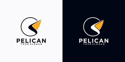 referencia de logotipo de pelícano para negocios vector