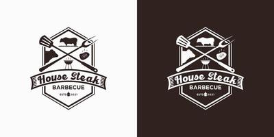vintage steak house logo inspiration vector