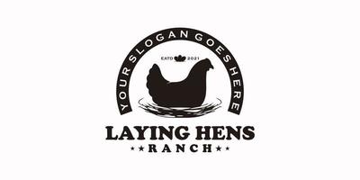 vintage laying hens logo, ranch logo reference vector