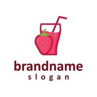 Vector graphic of fresh strawberry juice logo design template