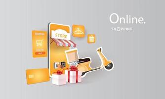 online shopping on phone buy sell business digital  web banner application money advertising payment ecommerce vector search