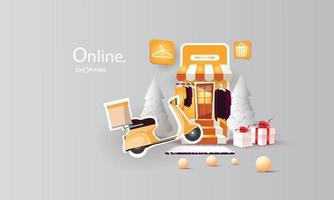 compras en línea por teléfono comprar vender negocio digital web banner aplicación dinero publicidad pago comercio electrónico búsqueda vectorial vector