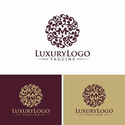 Floral Heraldic Luxury circle Logo template in vector for Restaurant, Royalty, Boutique, Cafe, Hotel, Jewelry, Fashion and other vector illustration