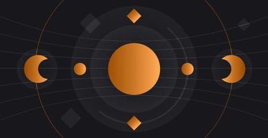 Abstract futuristic technologies. Abstract background with dynamic lines and squares, in orange and black colors. vector