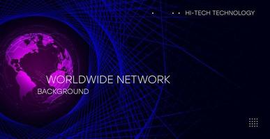 Abstract technology internet. World map network connection global business future. Futuristic background, outer space. vector