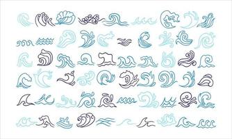 Abstract wave outline isolated big set vector collection