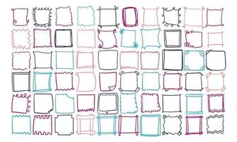 Hand abstract drawn border frame vector set collection