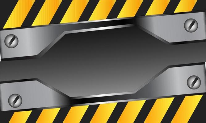 Warning Background With Metal Texture Illustration and Black Yellow Lines. Caution Sign For Projects Under Construction