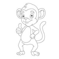 lindo mono pequeño página para colorear para niños contorno animal libro para colorear dibujos animados vector ilustración