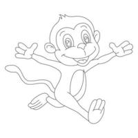 Cute Little Monkey Coloring Page for Kids Animal Outline Coloring Book Cartoon Vector Illustration