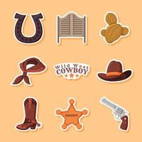 Wild West Cowboy Sticker Collection vector