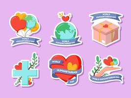 World Humanitarian Day Sticker Set vector