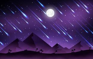 Meteor Shower with Gradient Planet Background vector