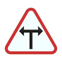 T - Intersection Flat Multicolor Icon vector