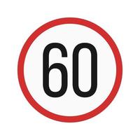 Speed limit 60 Flat Multicolor Icon vector