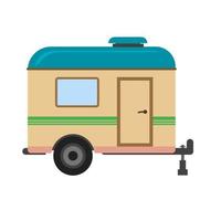Camping Trailer Flat Multicolor Icon vector