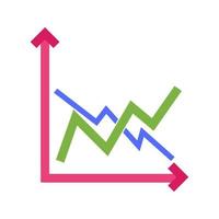 gráficos de frecuencia icono multicolor plano vector