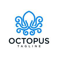 Octopus line art logo design vector illustration