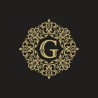 Floral Heraldic Luxury circle Logo template in vector for Restaurant, Royalty, Boutique, Cafe, Hotel, Jewelry, Fashion and other vector illustration