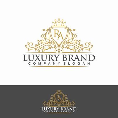 Floral Heraldic Luxury circle Logo template in vector for Restaurant, Royalty, Boutique, Cafe, Hotel, Jewelry, Fashion and other vector illustration