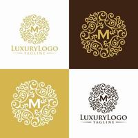 plantilla de logotipo de círculo de lujo heráldico floral en vector para restaurante, realeza, boutique, cafetería, hotel, joyería, moda y otras ilustraciones de vectores