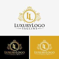 plantilla de logotipo de círculo de lujo heráldico floral en vector para restaurante, realeza, boutique, cafetería, hotel, joyería, moda y otras ilustraciones de vectores