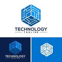 Modern Hexagon tech logo designs concept vector, Hexa Technology logo template vector