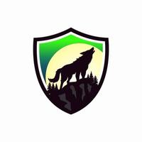 Vintage Wild Wolf Logo Vector Illustration