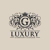 Floral Heraldic Luxury Logo vector template. vector illustration