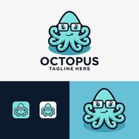 Cute Octopus Logo Vector Illustration