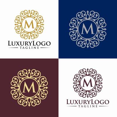 Floral Heraldic Luxury circle Logo template in vector for Restaurant, Royalty, Boutique, Cafe, Hotel, Jewelry, Fashion and other vector illustration