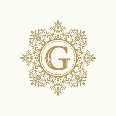 Floral Heraldic Luxury Logo vector template. vector illustration