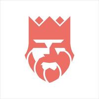 rey barbudo con una corona en su plantilla de vector de logotipo de cabeza