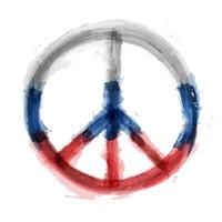 Nuclear Disarmament symbol with Russia flag color . Realistic watercolor painting design . Peace concept . Vector .