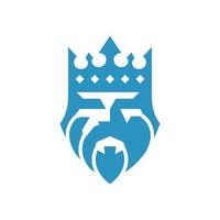 Bearded king with a crown on his head logo vector template