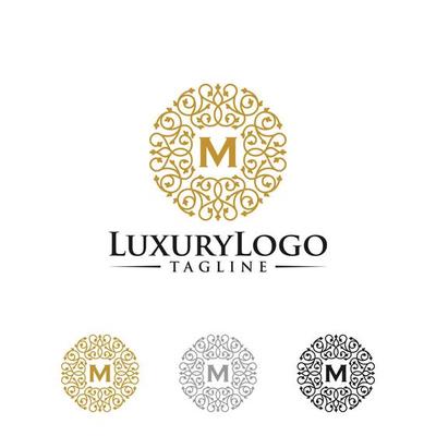 Floral Heraldic Luxury circle Logo template in vector for Restaurant, Royalty, Boutique, Cafe, Hotel, Jewelry, Fashion and other vector illustration